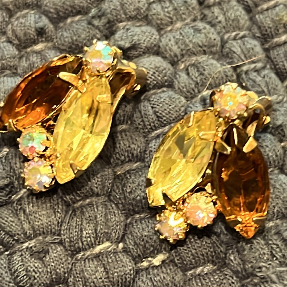 Vintage Crystal Clip-On Earrings